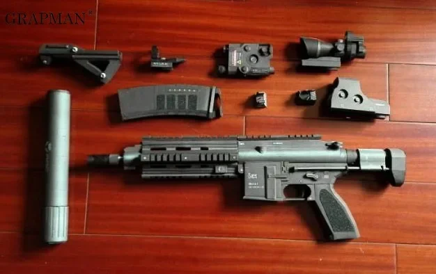 HK416C الاعتداء رشاش ورقة نموذج سلاح بندقية ثلاثية الأبعاد الرسومات اليدوية اطلاق النار اللعب