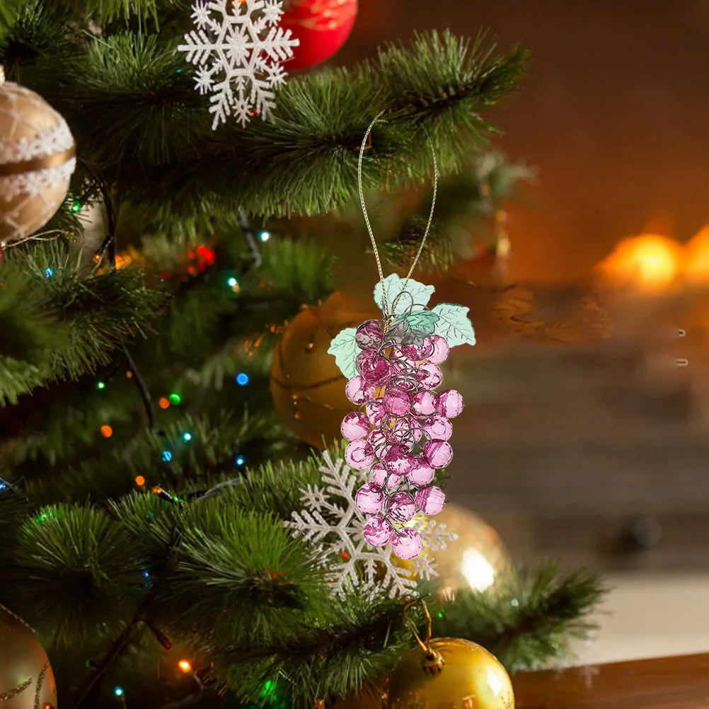 

3 Pcs Grape Pendant Acrylic Decorative Fruits for Wall Window Christmas Party Festive Charm Beaded Hanging Ornament