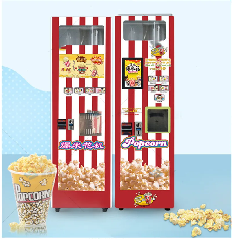 Automatic Popcorn Vending Machine Maker Coin Operated Outdoor Food Kiosk Electric Puffed Rice ExtruderCommercial Popcorn Machine