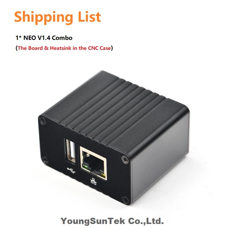 NanoPi Neo (512MB RAM) ,YoungSunTek,CNC Metal-Case Heatsink, H3 Quad Cortex-A7 1.2GHz,USB2.0,LAN,OTG, OpenWRT,Ubuntu Linux