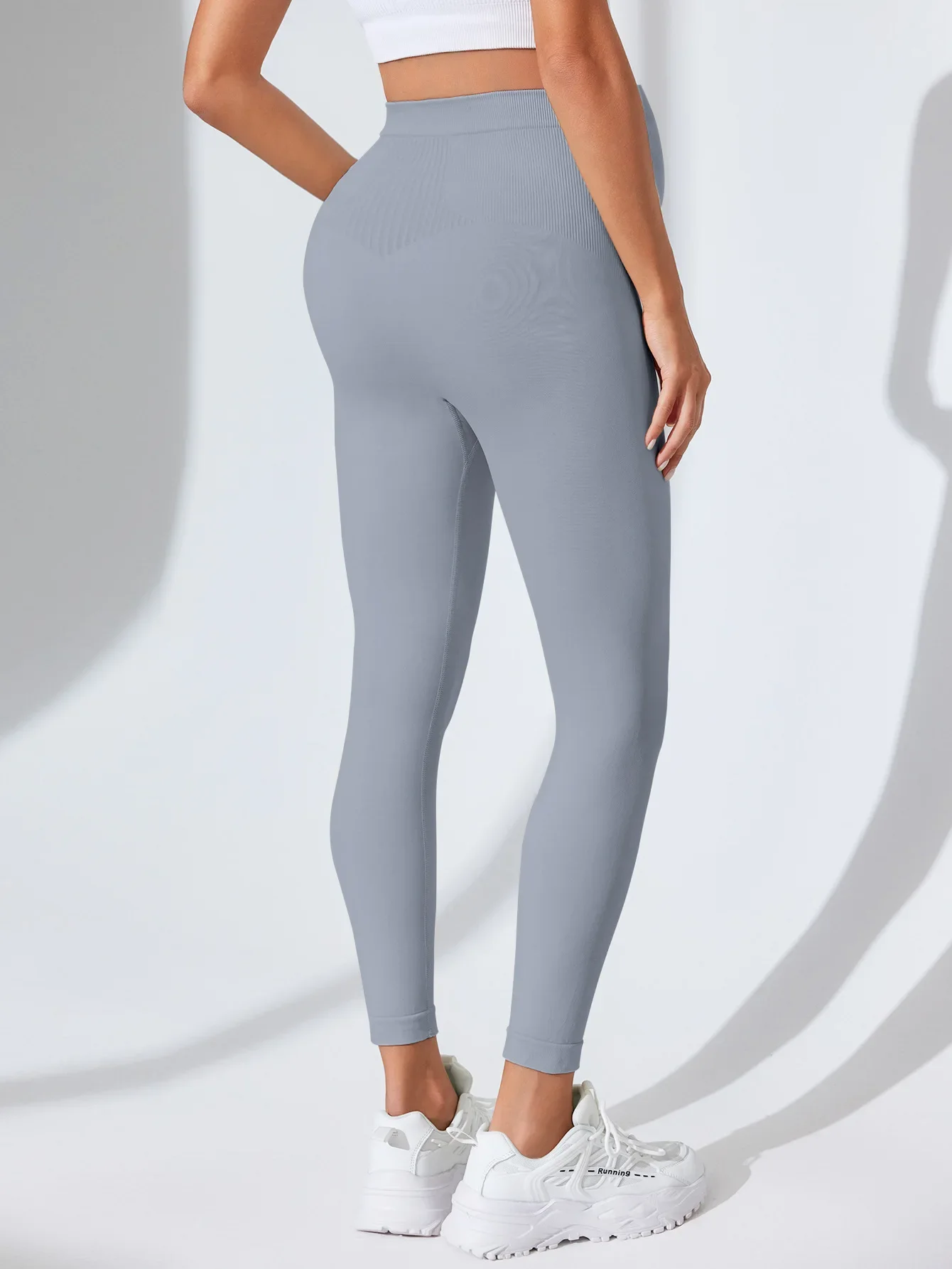 Neue Nahtlose Gestrickte Yoga Hosen Hohe Taille Schwangerschaft Leggings Mutterschaft Kleidung für Schwangere Frauen Bauch Unterstützung Körper Lange Hosen – Detail 33
