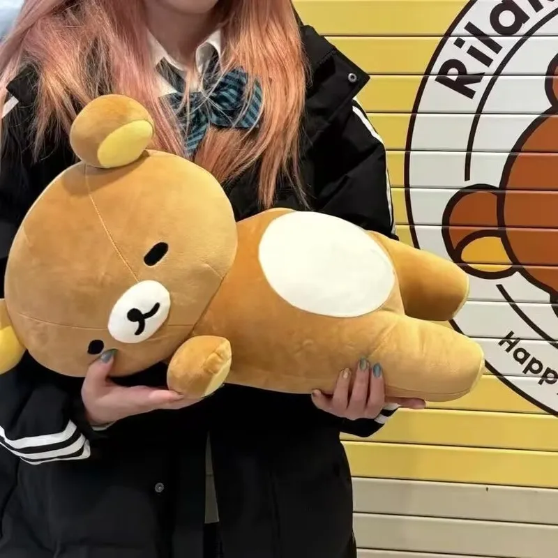 35/50cm Big Sleepy Rilakkuma Soft Plush Toy Cute Stuffed Bear Doll Anime Birthday Gift For Girls Kids Companion Doll Anime Fans