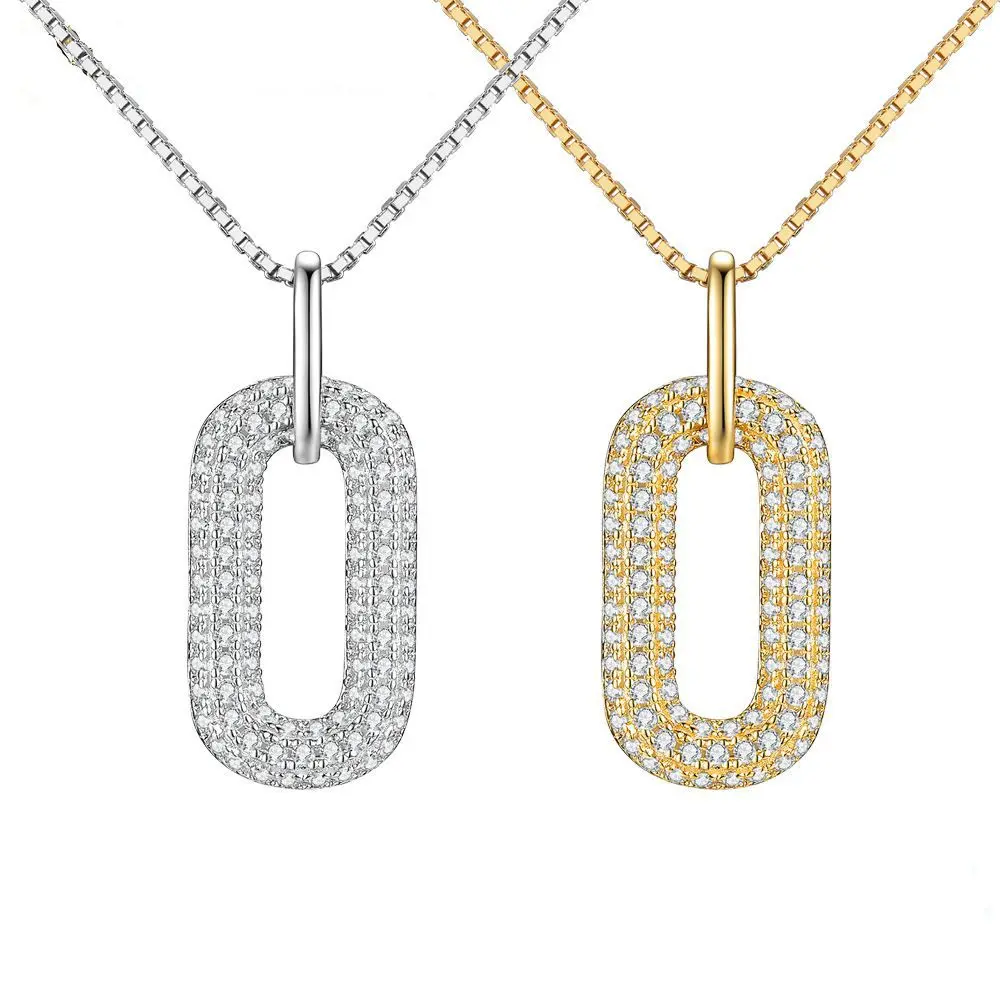 D Color all Moissanite Pendant Necklace S925 Sterling Silver 18K Gold-Plated for Woman Birthday Mother's Day Party Jewelry Gift