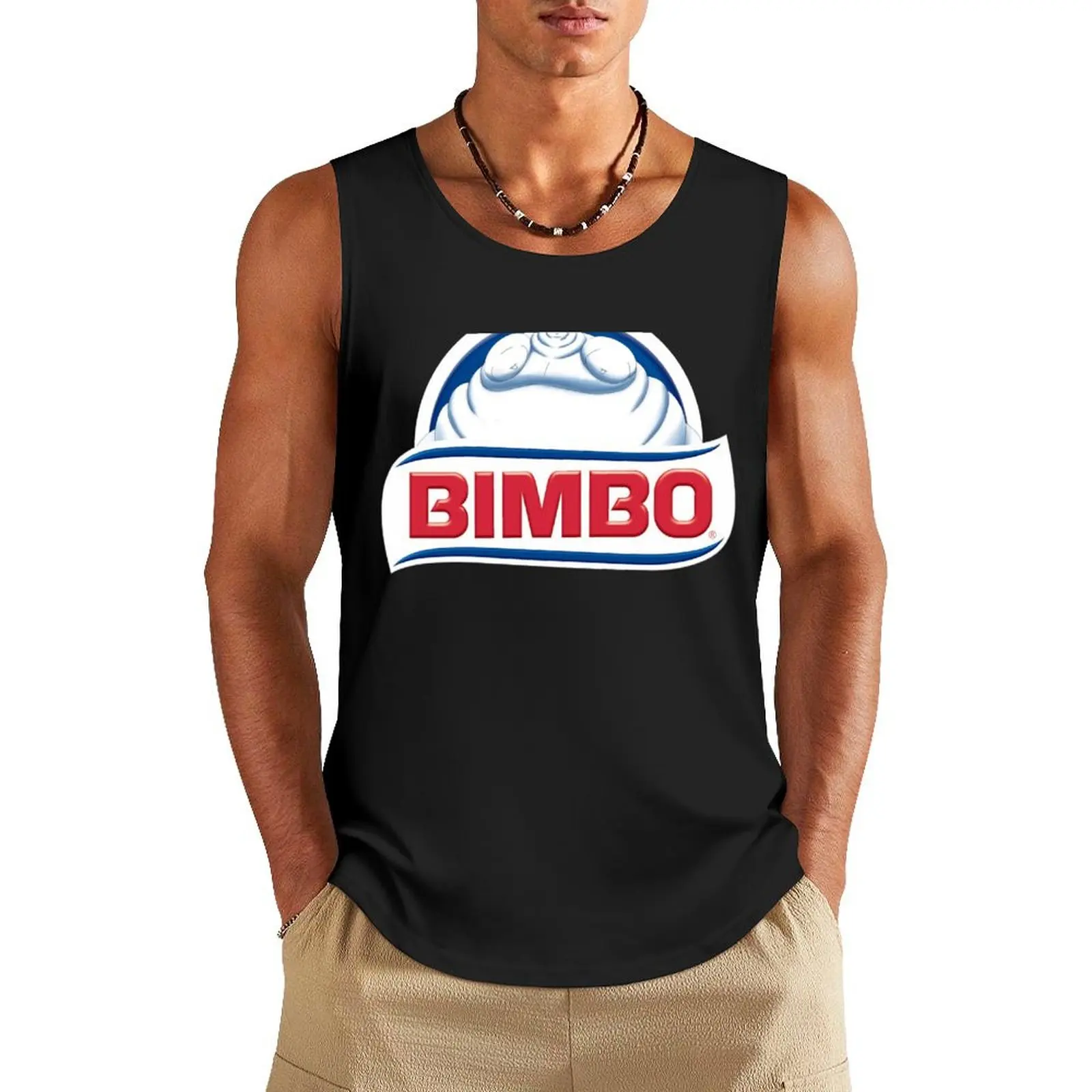 Bimbo Bear Bread Logo (Blue) Tank Top cotton t-shirts man Bodybuilding clothing man