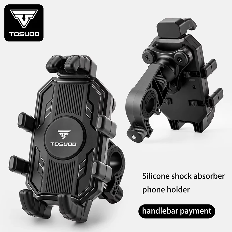 

TOSUOD Bike Phone Holder 360° View Universal Bicycle Phone Holder for 4.7-7 inch Mobile Phone Stand Shockproof Bracket GPS Clip
