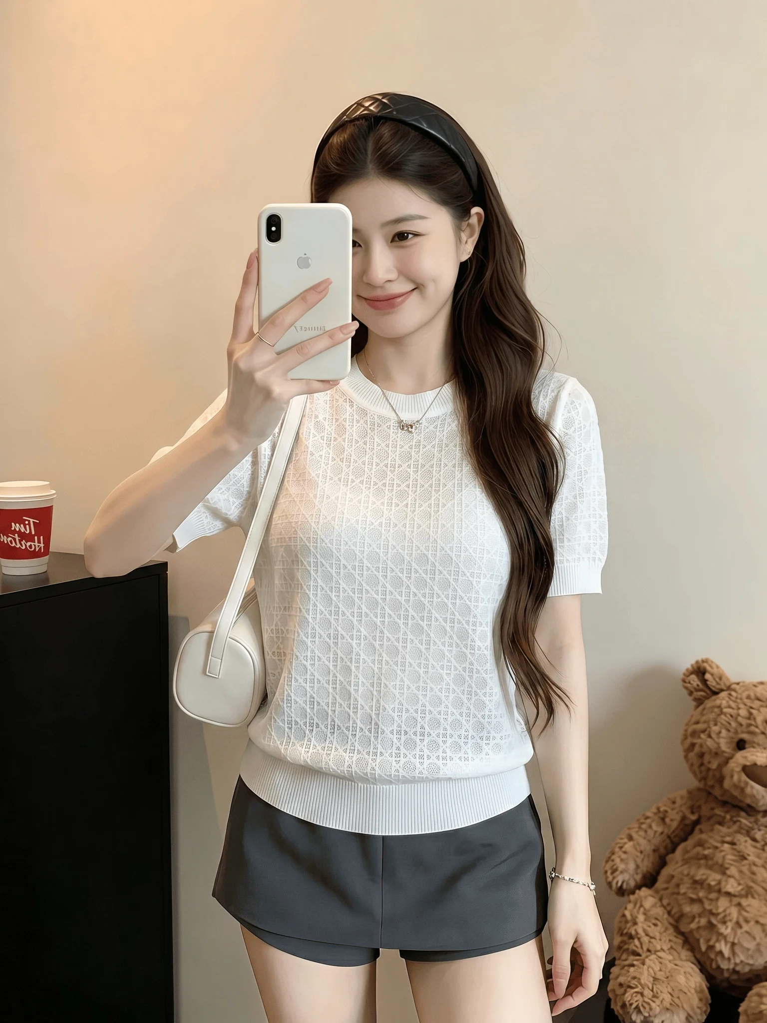 Slim Fit Knitted Short Sleeve T-Shirt Women's Summer New Style Korean Version Breathable Light Weight plus Size Office Wear