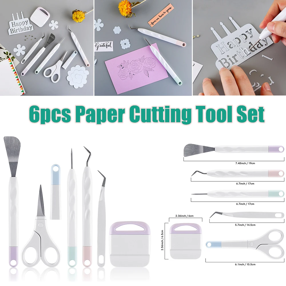 6pcs/pack Multi-purpose Craft Vinyl Weeding Tool Set Dried Flower Basic Handmade DIY Kit For Cricut Maker Silhouettes Hand Tools