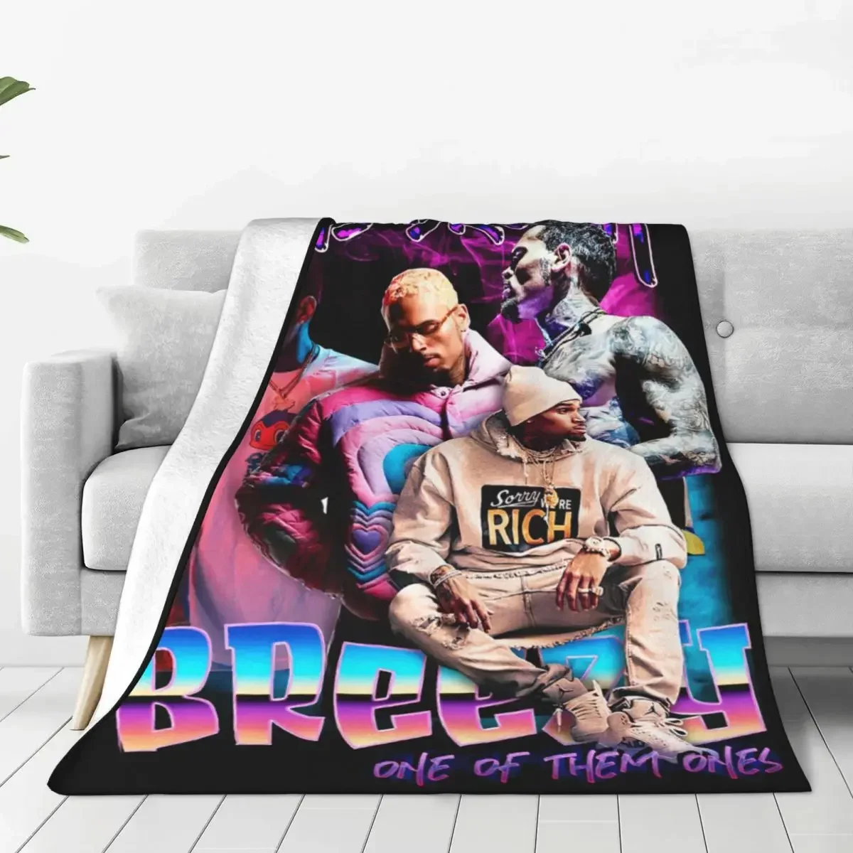 Cozy Chris Brown Homage 90s Blanket Accessories Bedding Decorative Hip Hop Rapper Throws And Blankets Warm Flannel for Couch