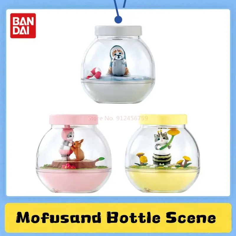 Genuino Bandai Mofusand Bottiglia Scena Ornamenti Gashapon Capsule Action Anime Figure Modello da collezione Doll Toys Regalo di Natale