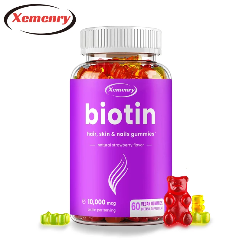 

Biotin Gummies 10,000 Mcg - for Skin Care Health Nails Hair Growth Vitamins Collagen Protein Supplement
