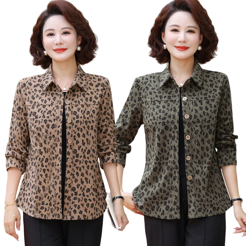 Blusa mãe elegante feminina primavera outono elegante camisa de manga comprida