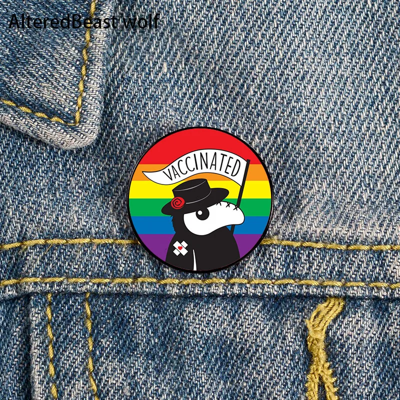 Pride Opossum Pan Flag Printed Pin Custom Funny Brooches Shirt Lapel Bag Cute Badge Cartoon enamel pins for Lover Girl Friends