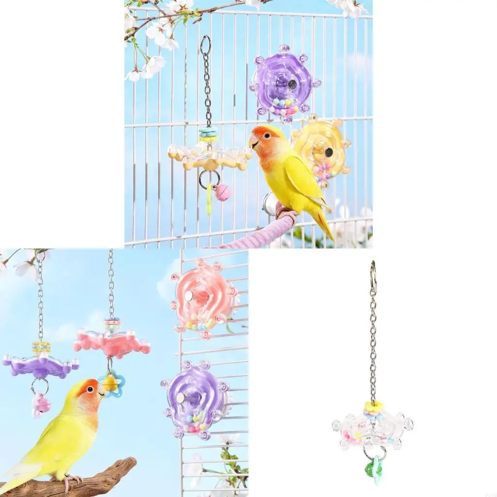 F19B Engaging Windmill Rattle Ball Toy for Parrots Promotes Natural Pecking and Play Behavior