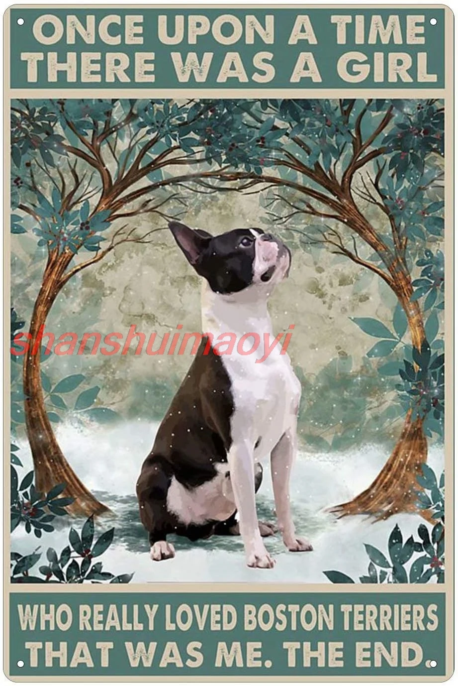 French Fighting Dog Metal Tin Sign,Who Really Loved Boston Terriers Retro Poster Garage Kitchen Wall Plaque Home Decor Cafe sign