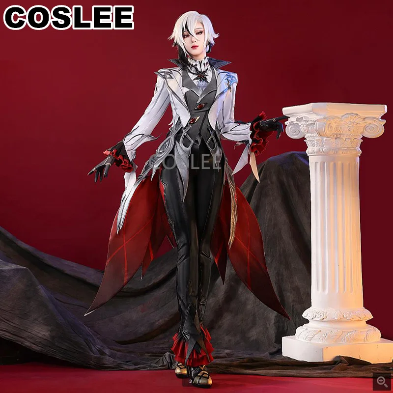 COSLEE Genshin Impact Arlecchino The Knave Cosplay Costume Game Suit Fashion Swallowtail Uniform Women Halloween Party Outfit