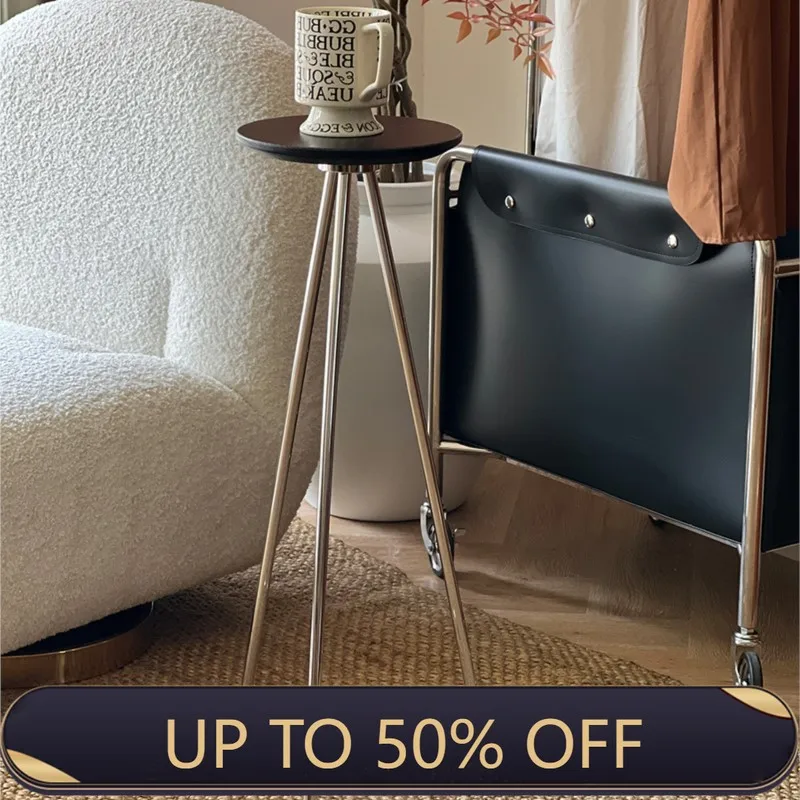 Stainless Steel Small Coffee Table Round Table Projection Flower Rack Balcony Small Bedside Small Side Corner Table