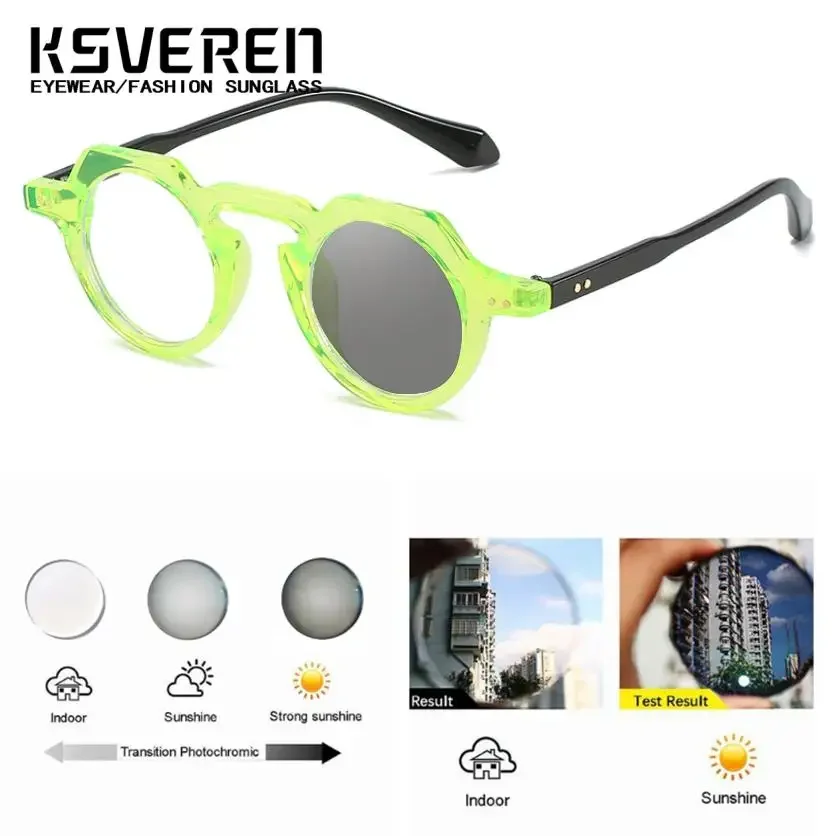 Men Women Personality Round Photochromic Nearsighted Glasses Refractive Astigmatism Lenses Anti Reflection 0 -0.5 To -6.0