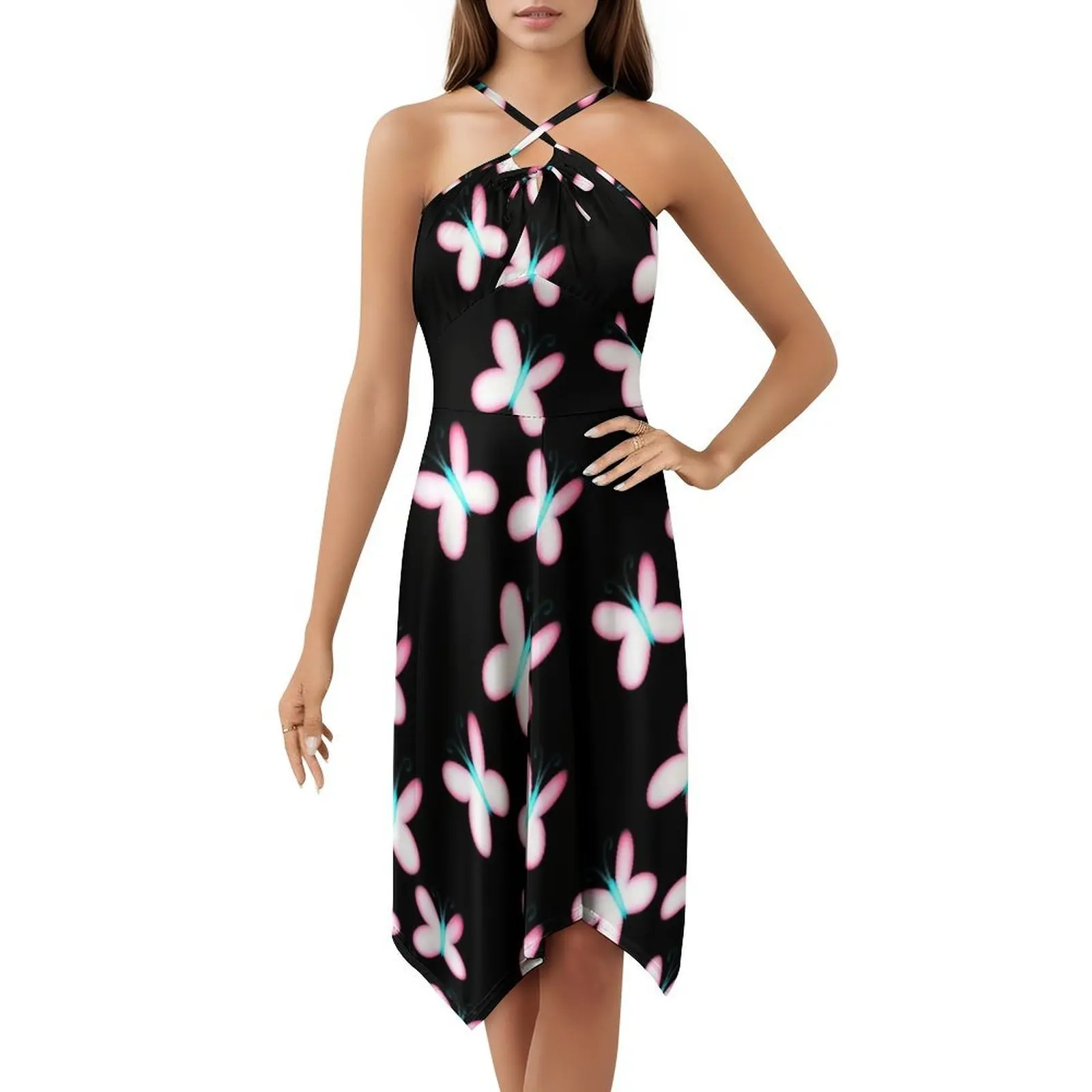 Sukienka damska Neon Fluttershy w stylu streetwear na imprezę, modny nadruk, odzież klubowa dla kobiet, My Little Mlp My Little Fluttershy na wieczór