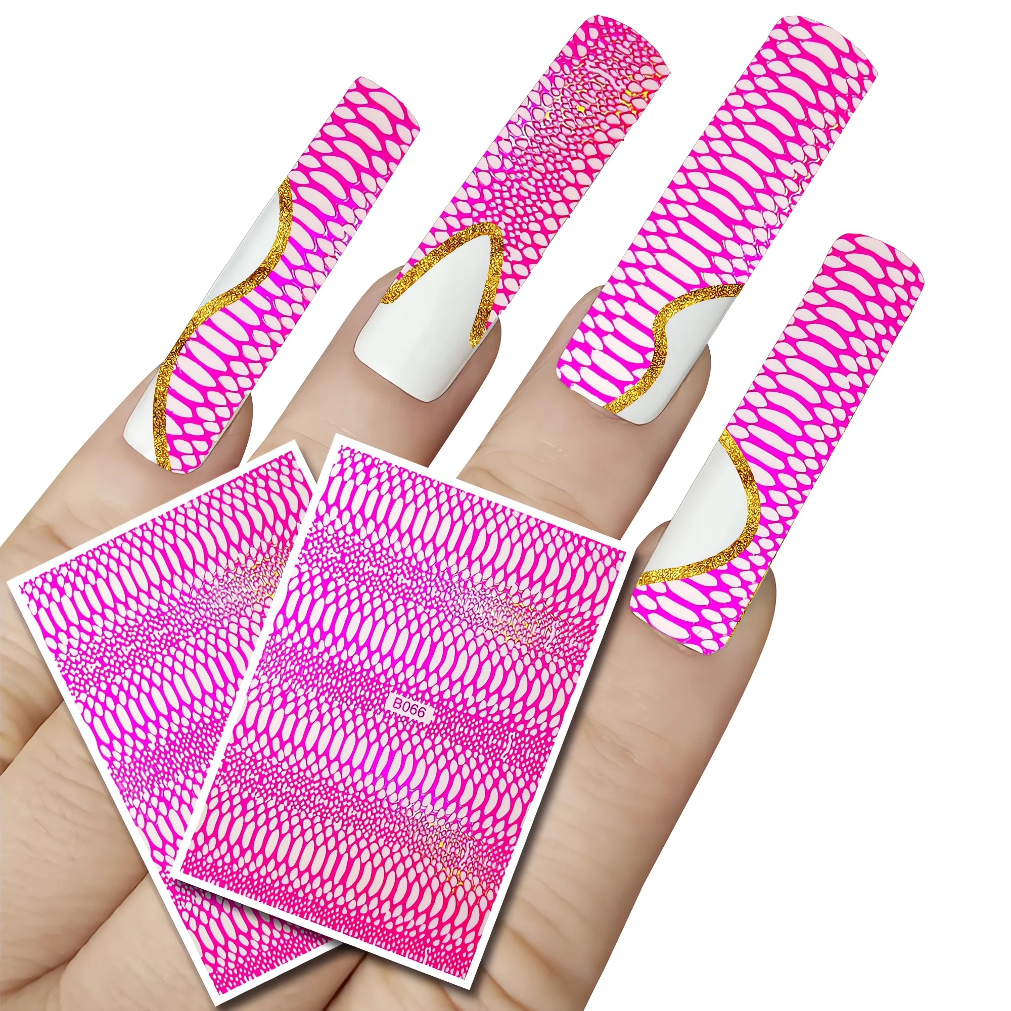 Pink Serpentine 3D Nail Stickers Water Decals for Summer Manicure DIY Nail Art Decoration High-Quality for Nail Enthusiasts