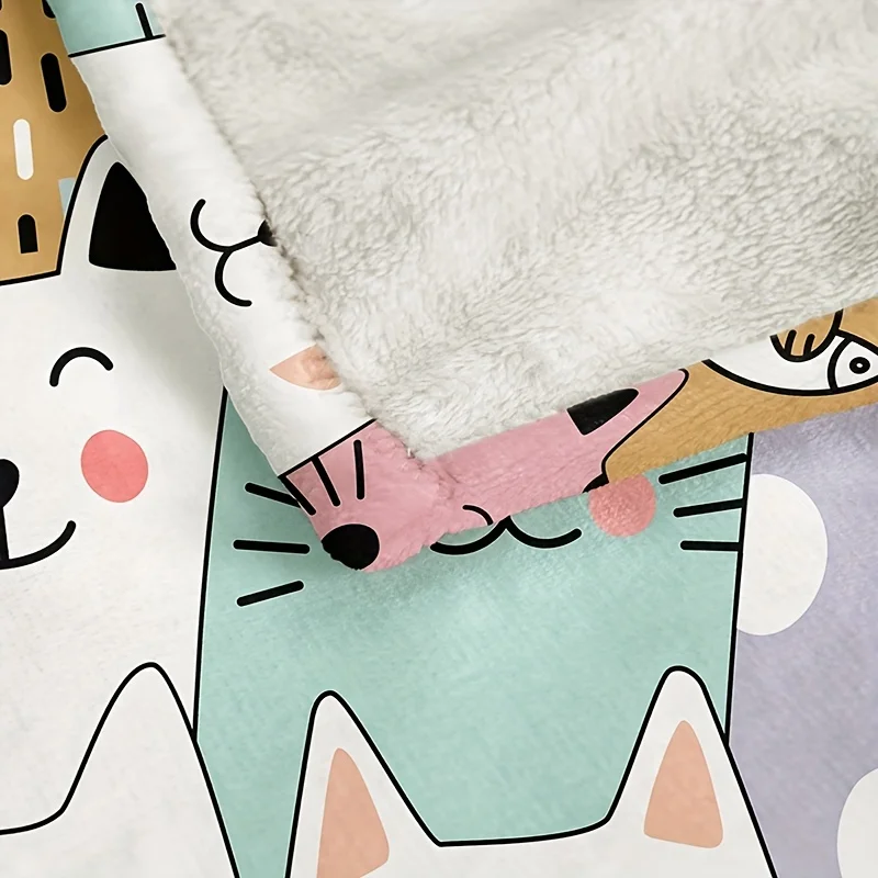 Cute Cartoon Blanket Flannel Blanket Soft Warm Throw Blanket Nap Blanket For Sofa Office Bed Travel Multi-purpose Gift Blanket