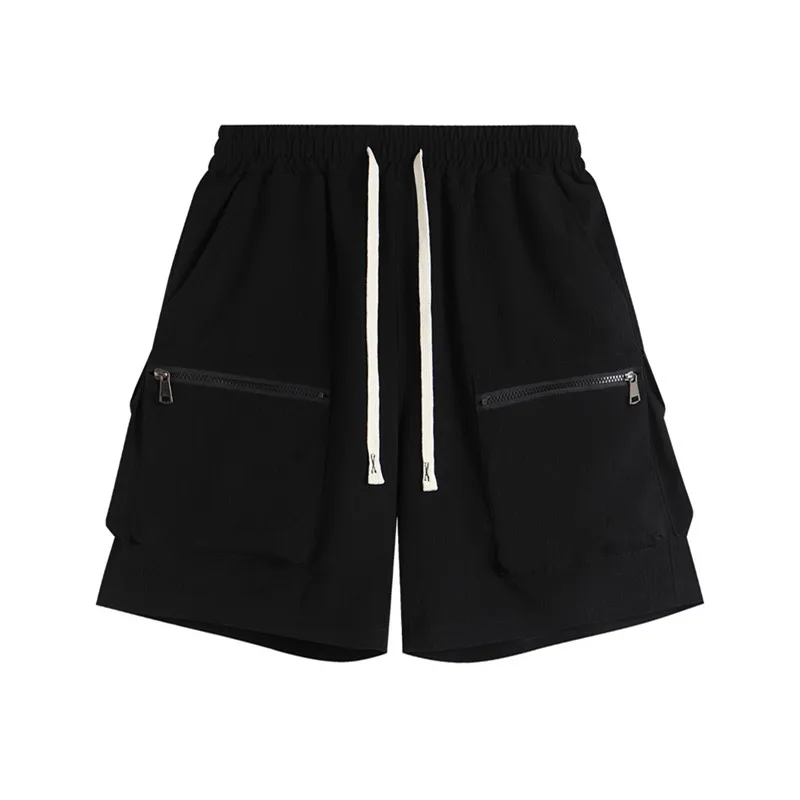 Celana Pendek Kasual Musim Panas Baru Celana Pendek Olahraga Cepat Kering Elastis Warna Murni Pria Celana Pendek Overall Multi-saku Latihan Pakaian Olahraga Jogger