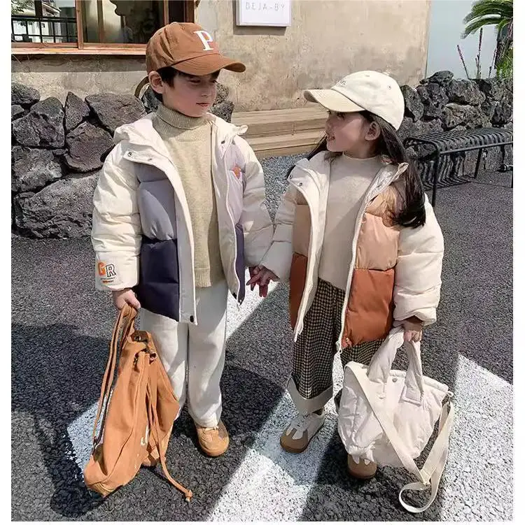 

Winter thickened cold-proof children's cotton-padded clothes, hooded and big-eared jackets, down jackets for boys and girls