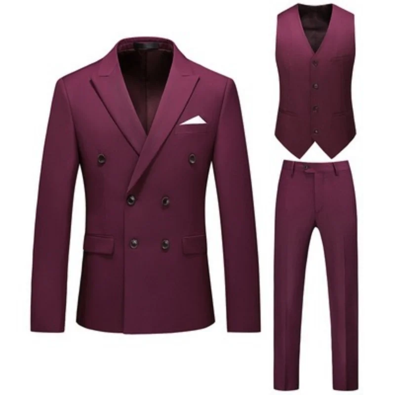 

Z368Double-breasted groomsmen button solid color hollow foreign trade cross-border suit business formal wear