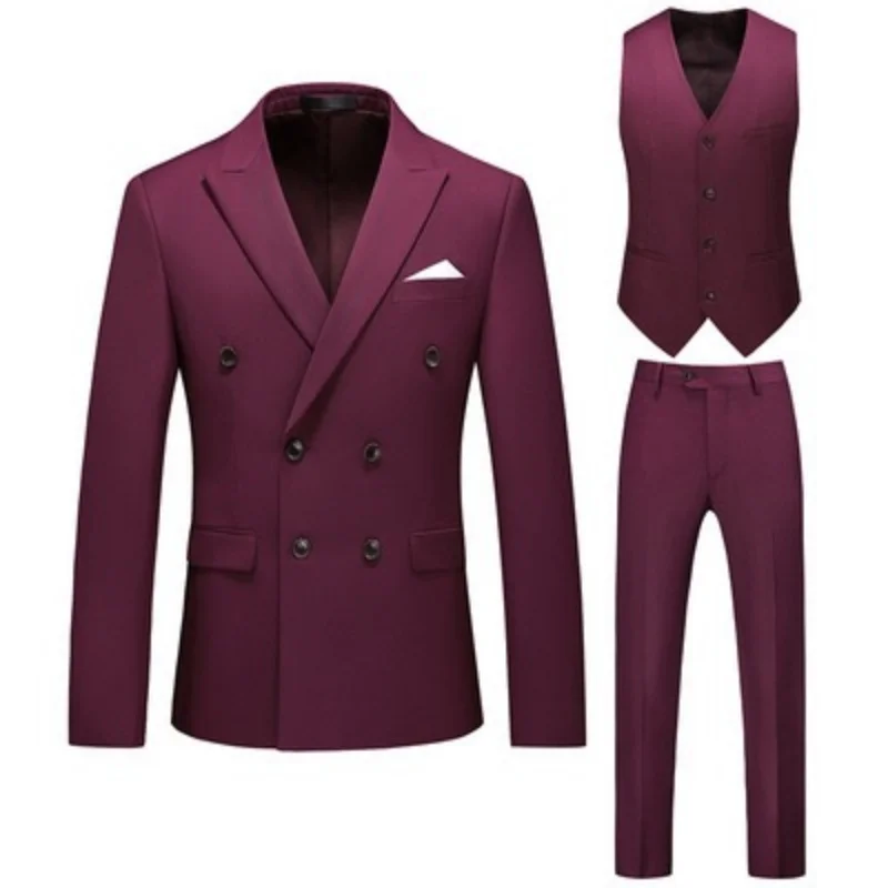 Z368Double-breasted groomsmen button solid color hollow foreign trade cross-border suit business formal wear