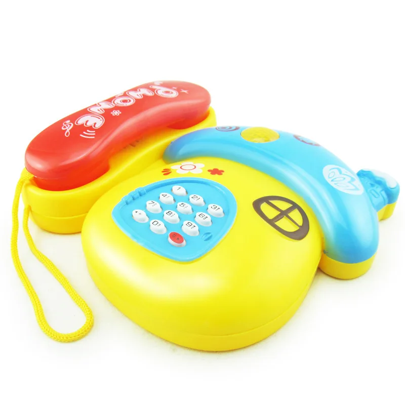 Telefone celular cogumelo para crianças, brinquedo quebra-cabeça para bebê, telefone dos desenhos animados com iluminação e música, 1pc