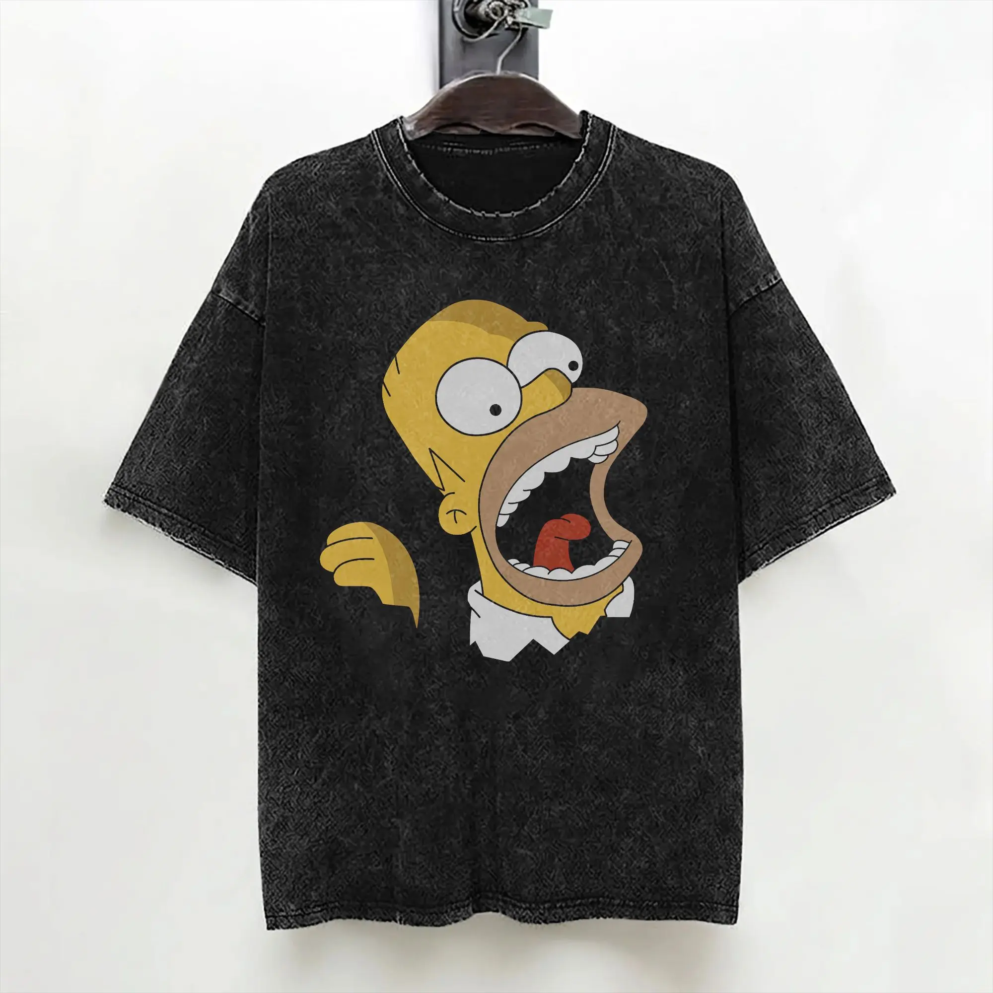 Cartoon The S-Simpsons T Shirts Washed Short Sleeve Oversize T-Shirt  Fashion for Men Women Streetwear Summer Tee Shirt