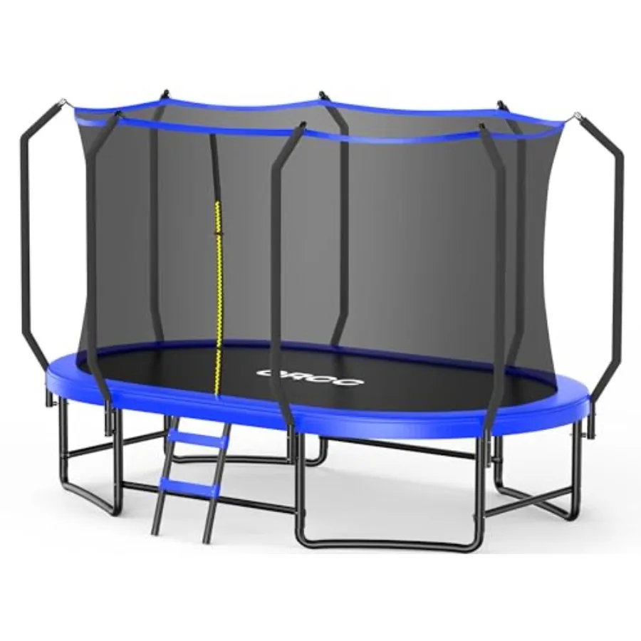

Oval Outdoor Trampoline with Safety Net for - Heavy-Duty Galvanized Steel Frame Recreational Gymnastics Trampoline Durable Blue