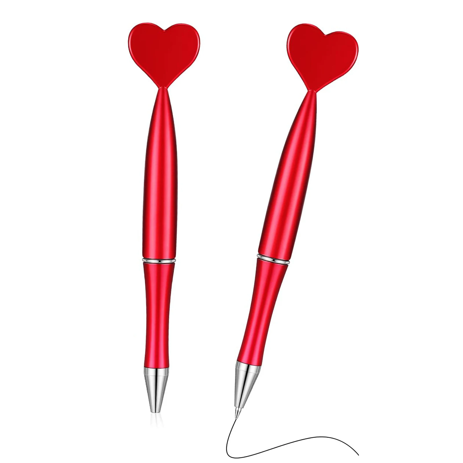 

2Pcs Heart Shaped Pens Heart Ballpoint for Valentine's Day for Child Women Coworkers Great Party Supplies