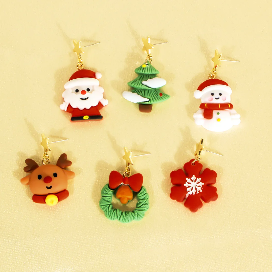 DIY accessories Christmas stud earrings santa elk cartoon christmas tree bells christmas jewels F23820