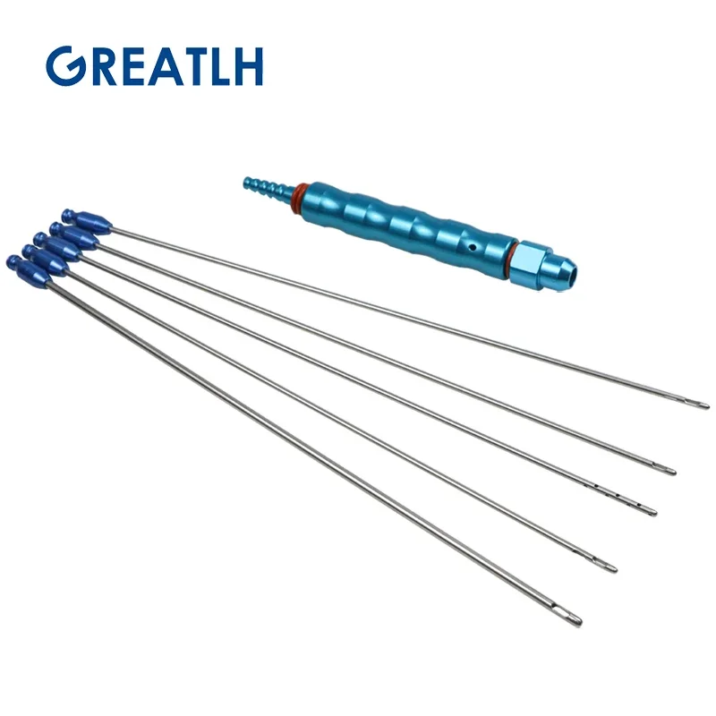 Porous Injection Cannula Spiral Two Holes Cannula Liposuction Cannula Set with Titanium Alloy Handle Liposuction Tools