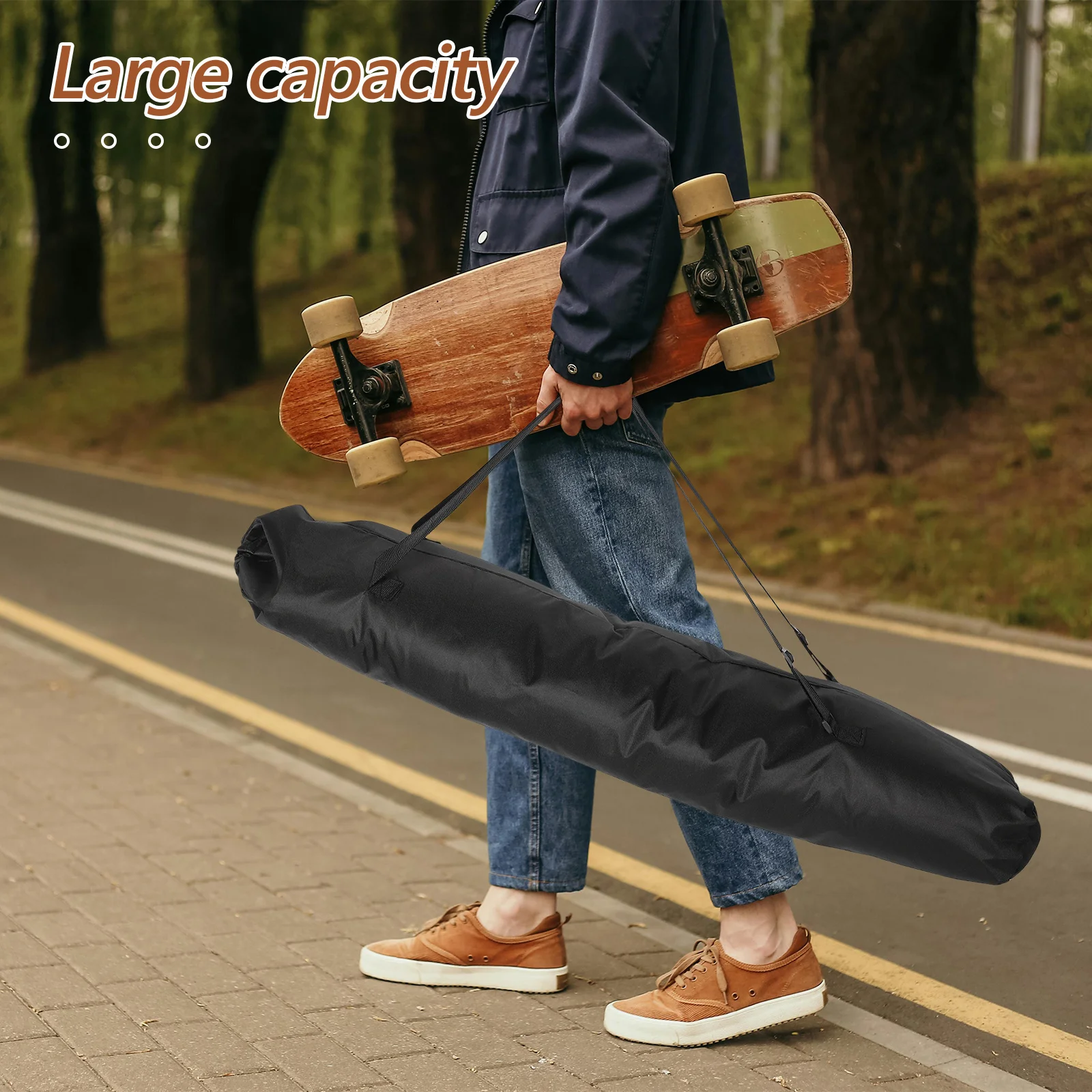 

Skateboard Shoulder Bag Heavy Duty Wear Resistant Sling Design Portable Skateboarding Storage Pouch for Park Commuting and Daily