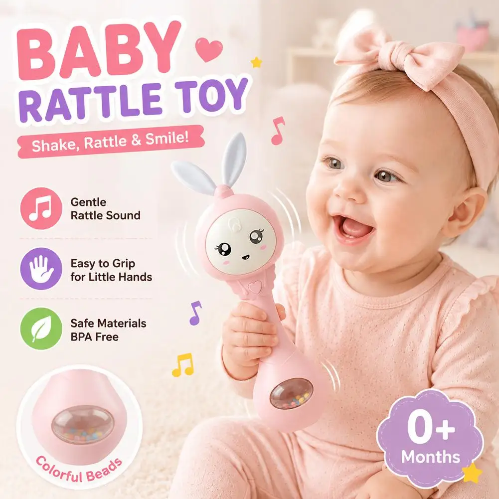 Music and Shine Rattle Toys Rabbit Intelligent Baby Rattles Smart Bunny Smarty Media Smart Shake Newborn Early Educational Toy