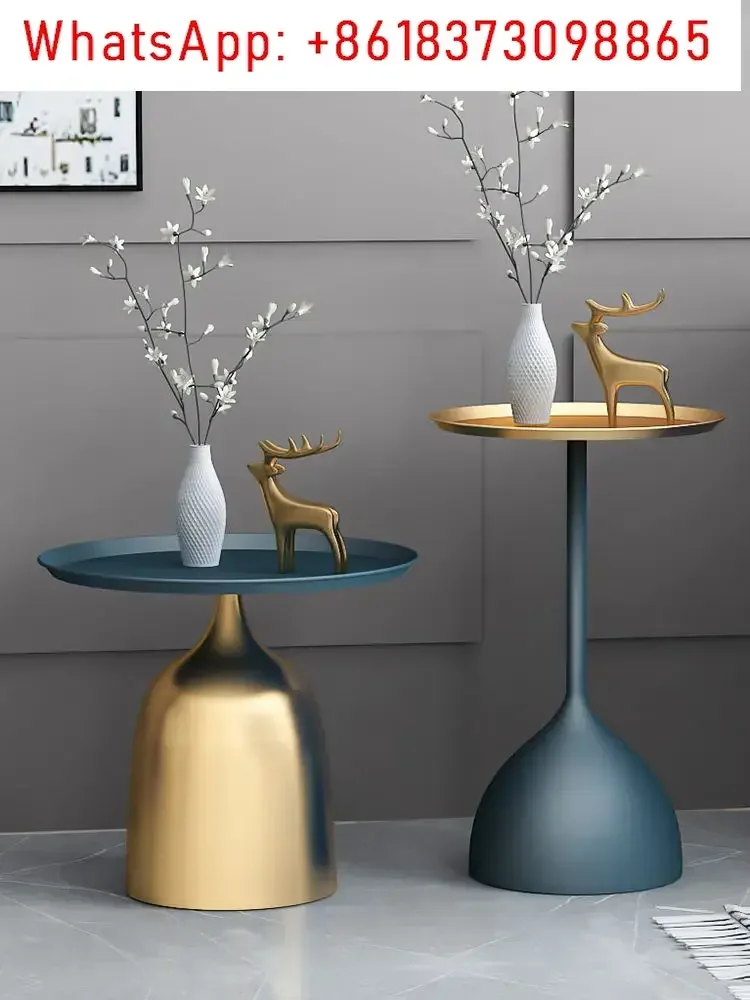 

Retro Iron Coffee Table Living Room Sofa Side Table Simple Modern Iron Golden Round Table Home Bedroom Bedside Tables