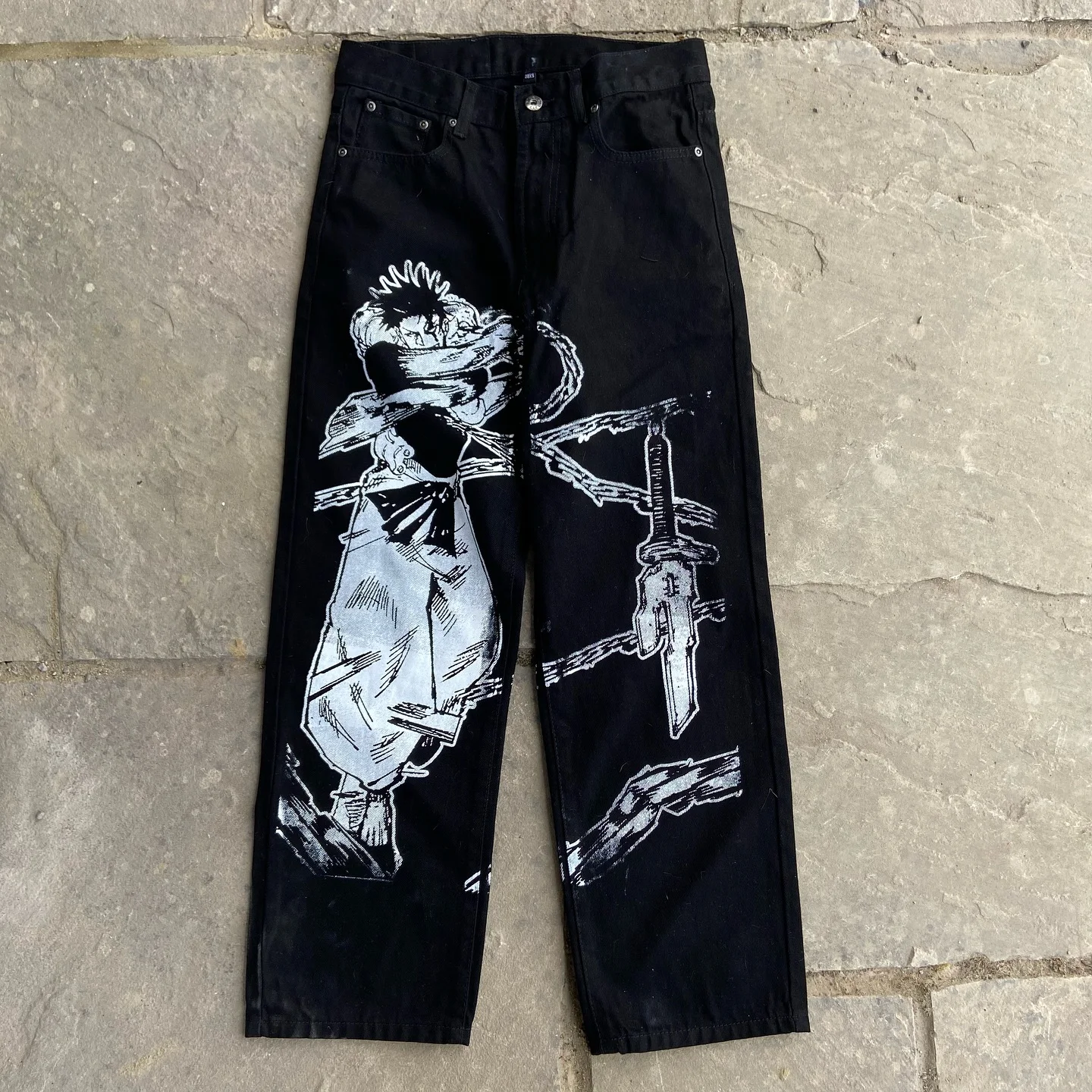 Harajuku Anime Print Wide Leg Baggy Jeans new Japanese Style Streetwear Y2k Jeans for Men Women High Waist Trouser Pants