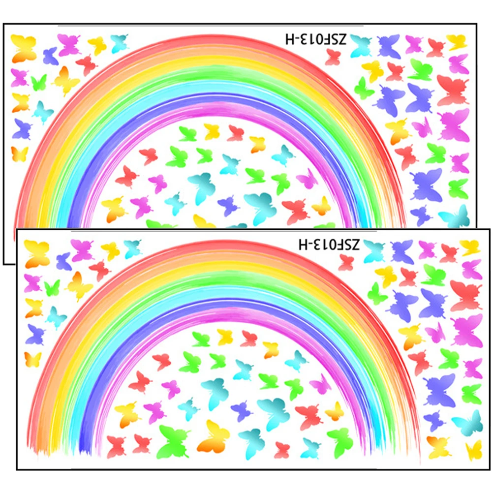 

Butterfly Rainbow Wall Stickers Colorful Decals Adhesive Decor Wallpaper DIY Room nament Nursery PVC Kids Bedroom Wall