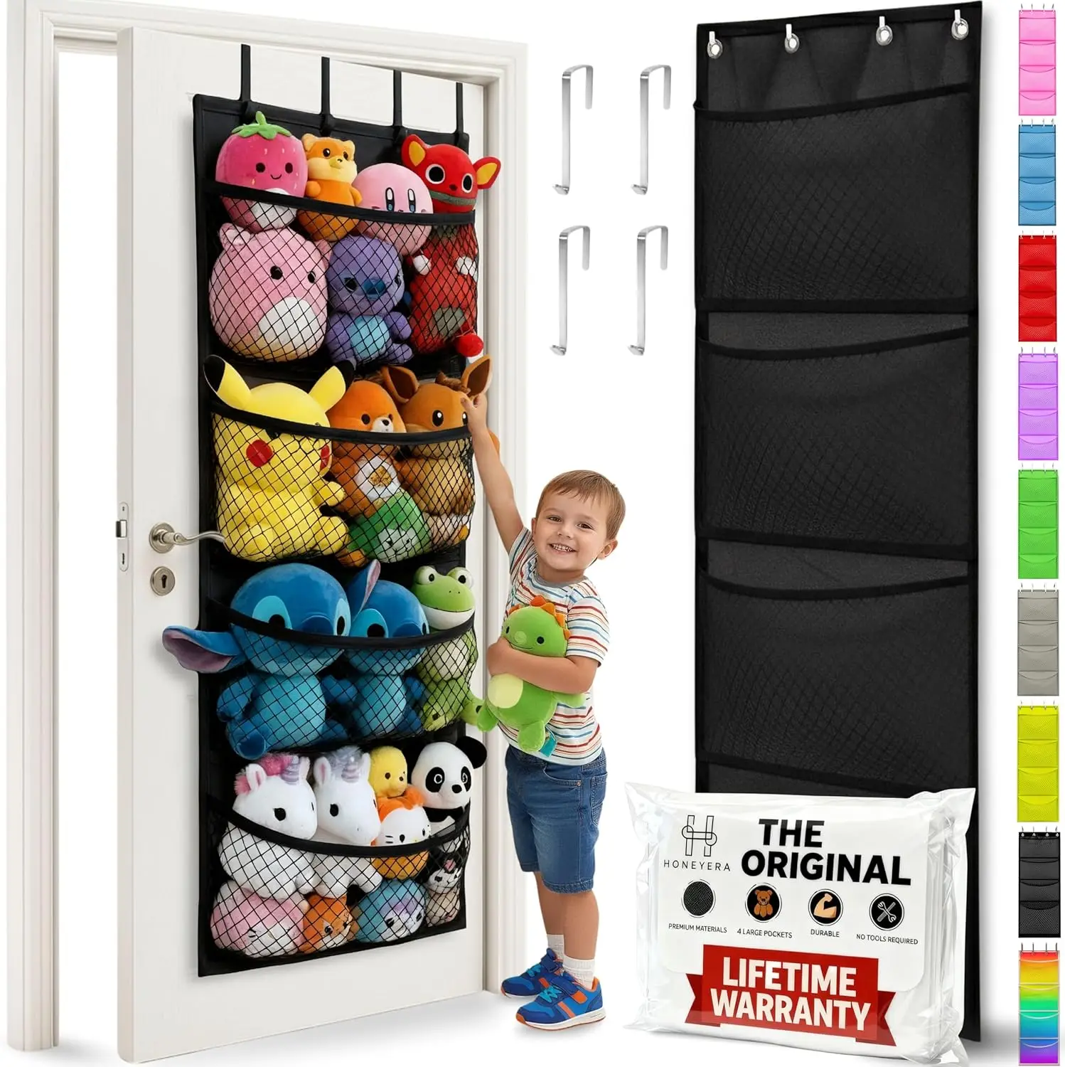 

The Original Stuffed Animal Storage (Patented) - Over Door Organizer for Stuffies, Toy Plush/Hammock Baby Hanging Storage Net
