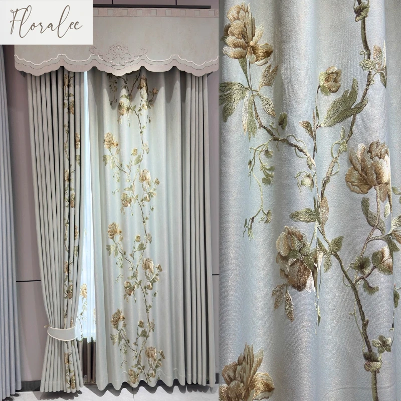 

Luxury Villa Blackout Curtains for Bedroom Living Room High Precision Embroidered Curtains High-end Window Screen Customization