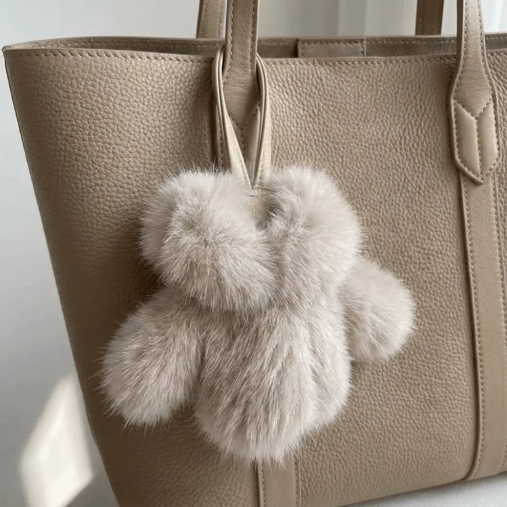 Multipurpose Faux Rabbit Fur Keychain Soft Clothing-Shaped Fluffy Pendant Key Ring Cute Small Size Plush Bag Charm