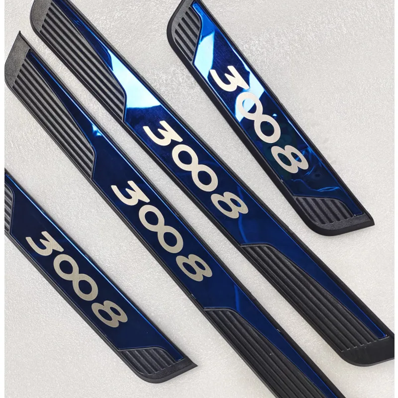 For Peugeot 3008 GT Car Door Sill Protector Scuff Plate Trim Interior Accessories Pedal Styling Sticker 2021 2020 2019 2018 2017