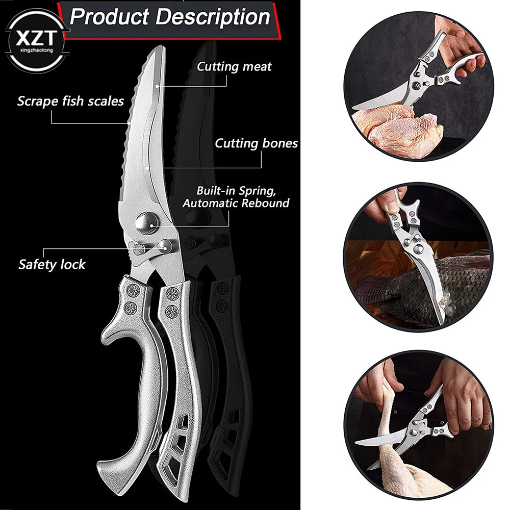 Universal Chicken Bone Kitchen Scissors Kitchen Shears Duck Fish Cutter Stainless Steel Scissors Clean Cook Scissors Knife Hot