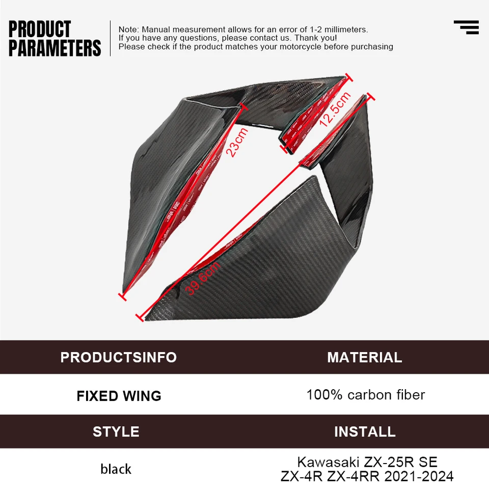 NEW Motorcycle Fixed Wind Wing For Kawasaki ZX-25R ZX25R ZX-4R ZX