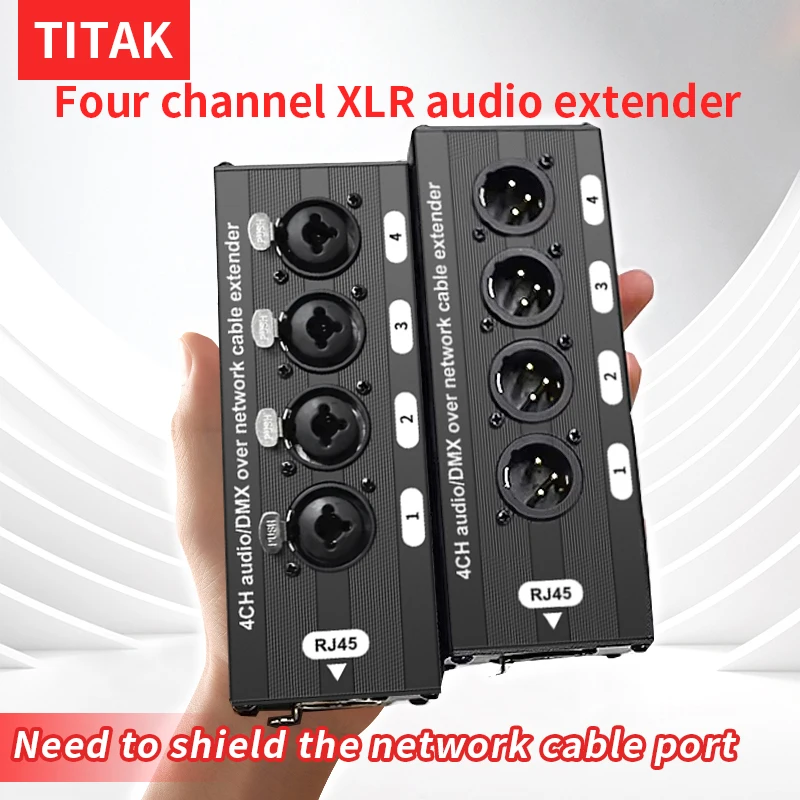 XLR zu RJ45 4-Kanal XLR/DMX Audio-Extender Transceiver RJ45 Cat5/Cat6 Ethernet Live-Bühnen-Aufnahme-Studio XLR-Extender