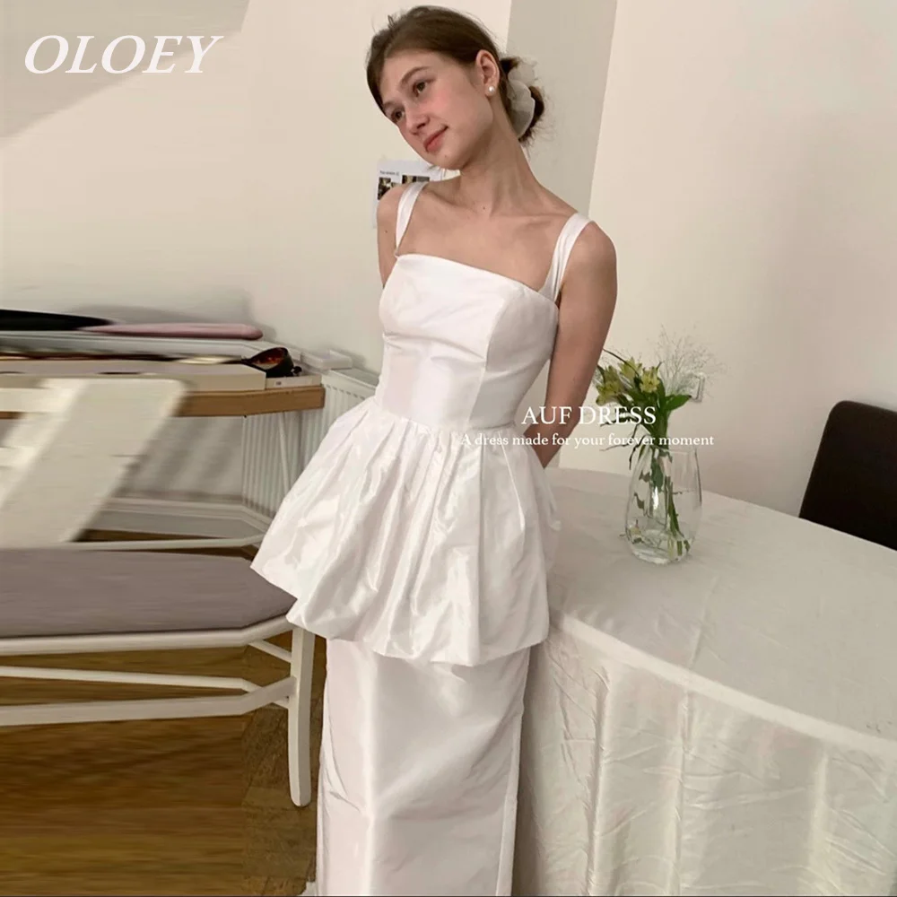 

OLOEY Simple Taffeta Mermaid Wedding Dress Korea Photoshoot Sleeveless Bridal Gown Customized Lace-up Floor Length 웨딩드레스