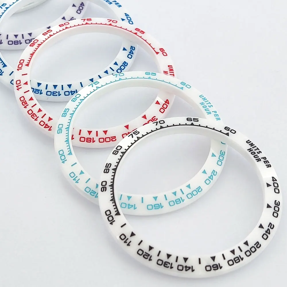 Lunetta dell'orologio Lunetta in ceramica da 39,3 mm * 31,2 mm Lunetta in ceramica inclinata policromatica adatta al movimento VK63 lunetta vk63 ﻿