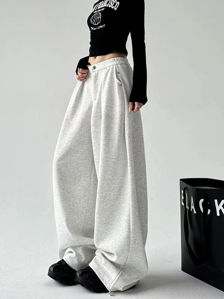 Korean Baggy Sweatpants Women Y2K Autumn Winter Streetwear All Match Wide Leg Trousers Bf High Waist Hip Hop Jogging Pants New