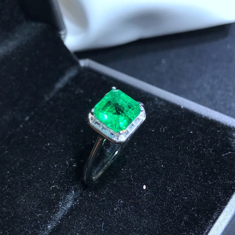 100% natural emerald ring new 925 Sterling Silver AAAAA Gemstone precious precious gift